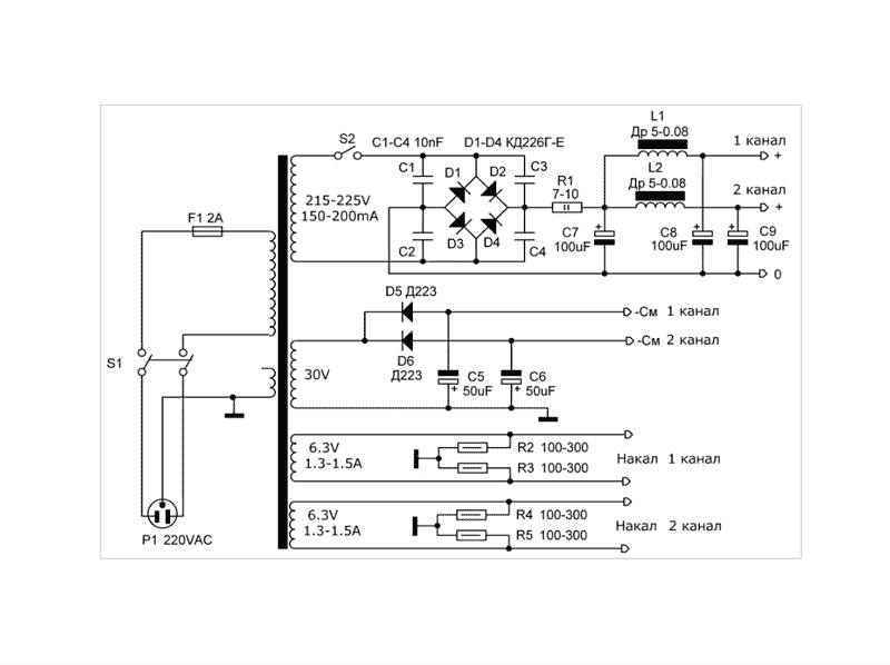 Однотактный ламповый усилитель на лампе 6Ф5П (6Ф3П) с описанием монтажа для начинающих
